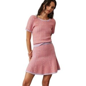 Anthropologie Maeve Cable-Knit Sweater Skirt Set NWT large